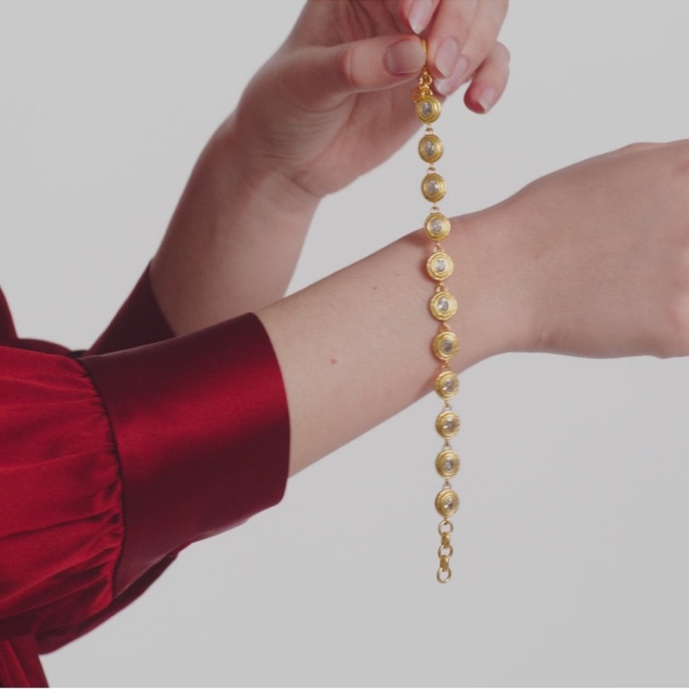 Julie Vos Gold and Clear Crystal Link Bracelet